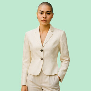 Women’s Serrani Italy Textured Peplum Blazer, 10, White